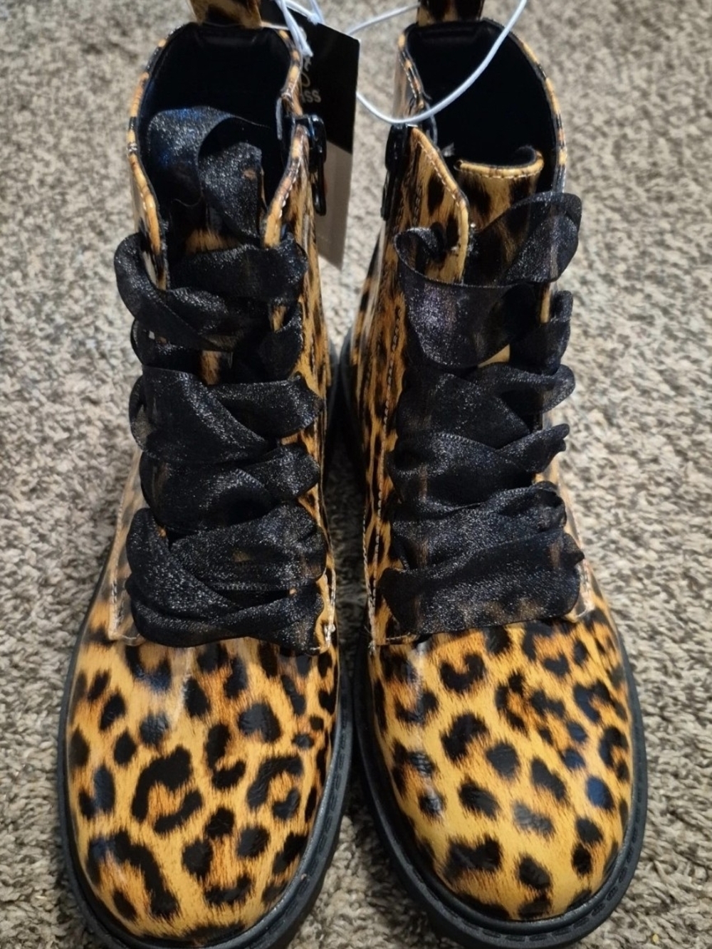 art class Leopard-Print Lace-Up Ankle Boots in Black & Brown